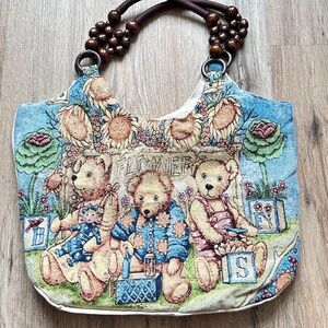 90s Style Teddy Bear Tapestry Bag